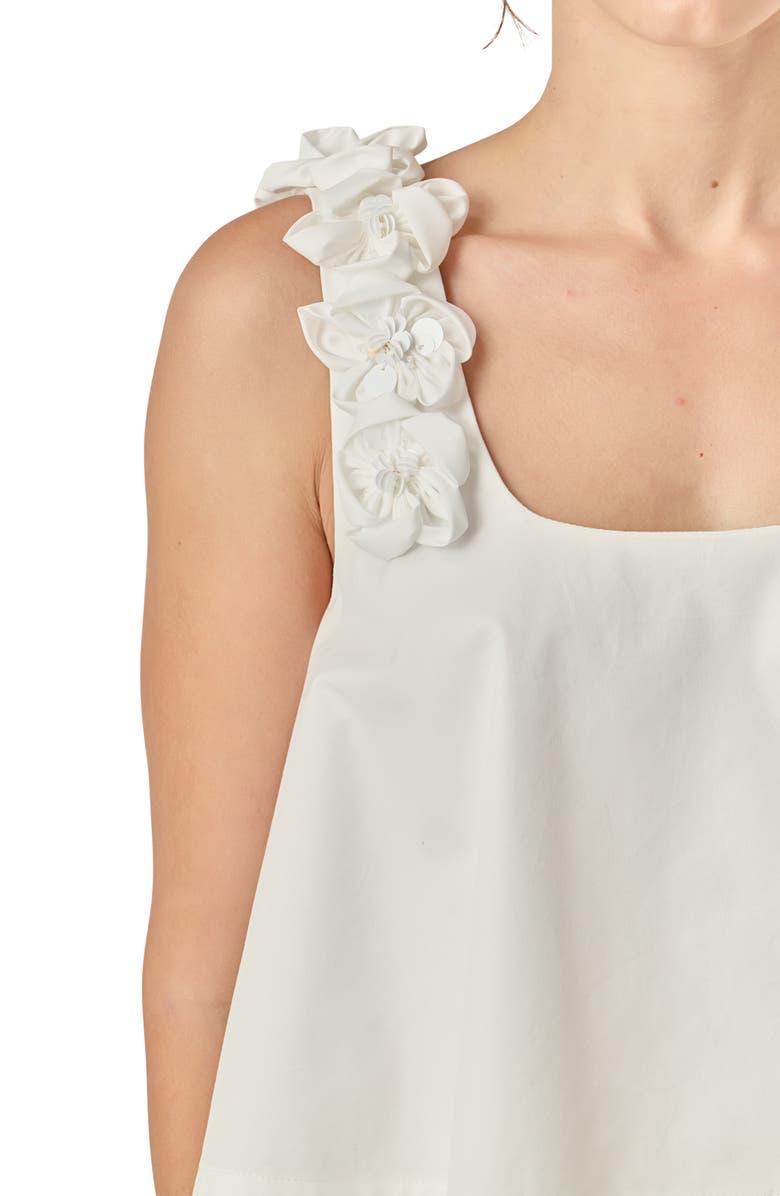 English Factory 3D Flower Sleeveless Top, Alternate, color, White