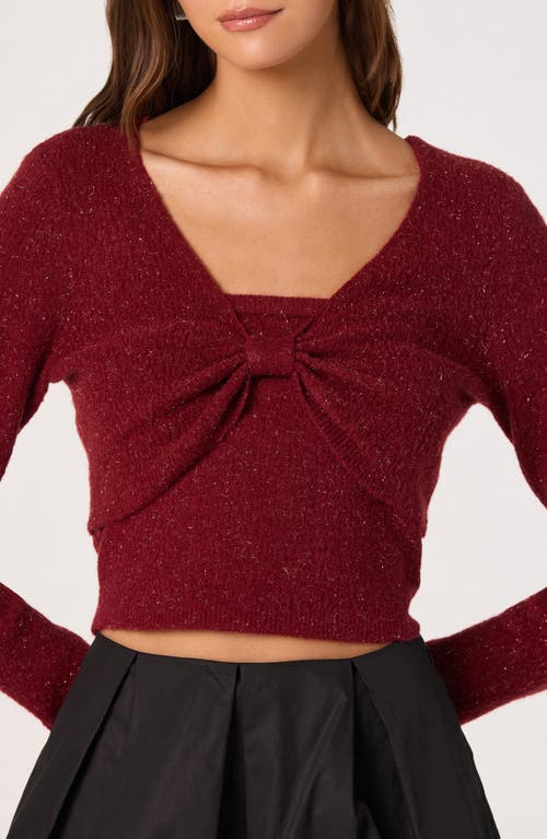 Astr The Label Metallic Bolero Jacket & Tube Top Set In Red