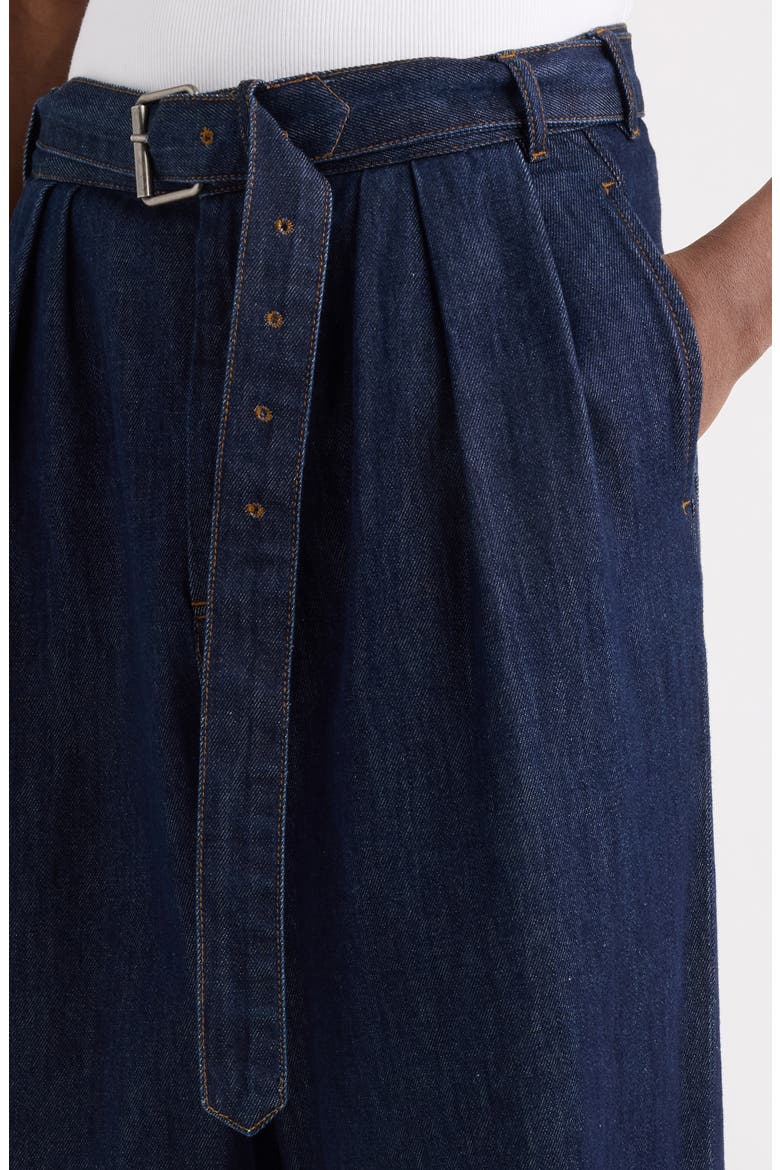 Preaches Belted Pleated Wide Leg Jeans, Alternate, color, INDIGO