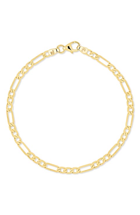 14K Gold Figaro Chain Bracelet
