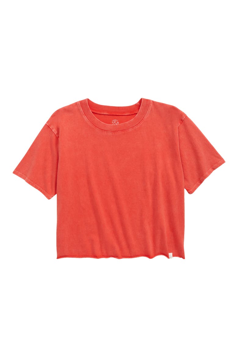 Kids' Washed Crop T-Shirt, Main, color, RED FIERY WASH