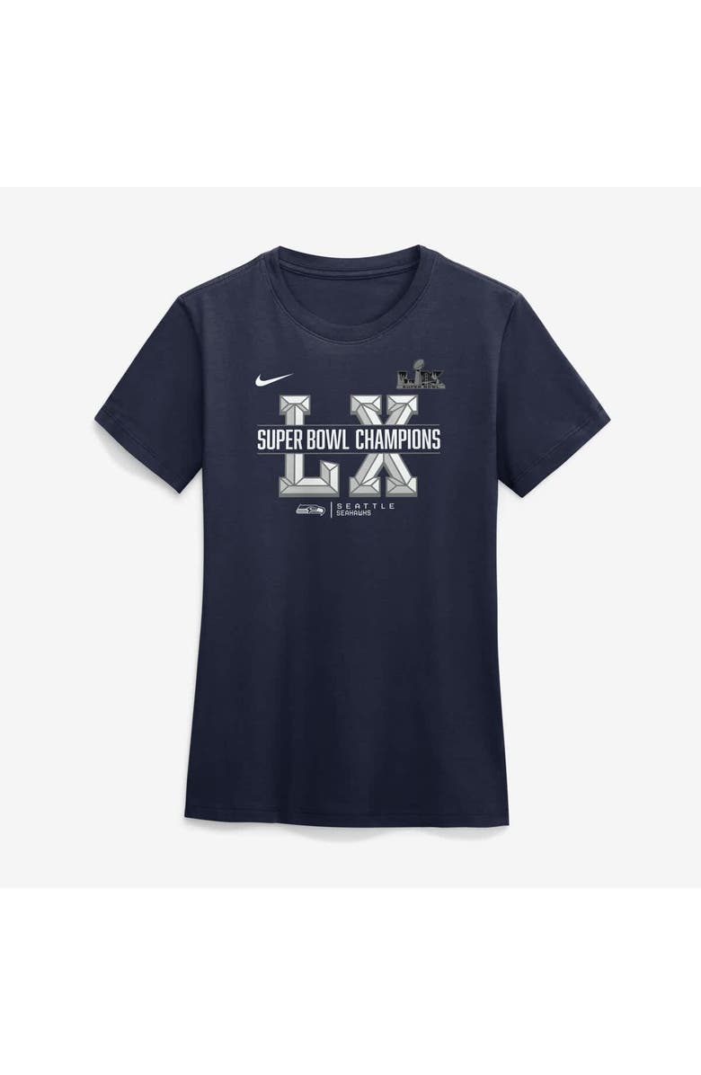 Nike Women's Nike College Navy Seattle Seahawks Super Bowl LX Champions Sacrifice T-Shirt, Main, color, College Navy