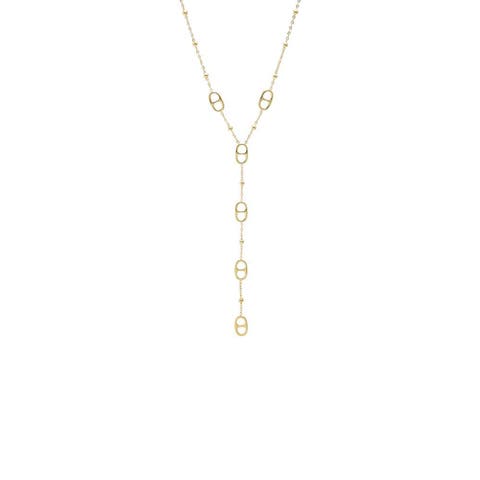 Mariner Chain Drop Link Lariat Necklace