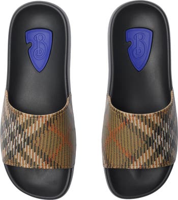 【関税＆送料込み】Burberry 'Dive Check' Sandals Burberry Check Dive Slides | Saks Fifth Avenue