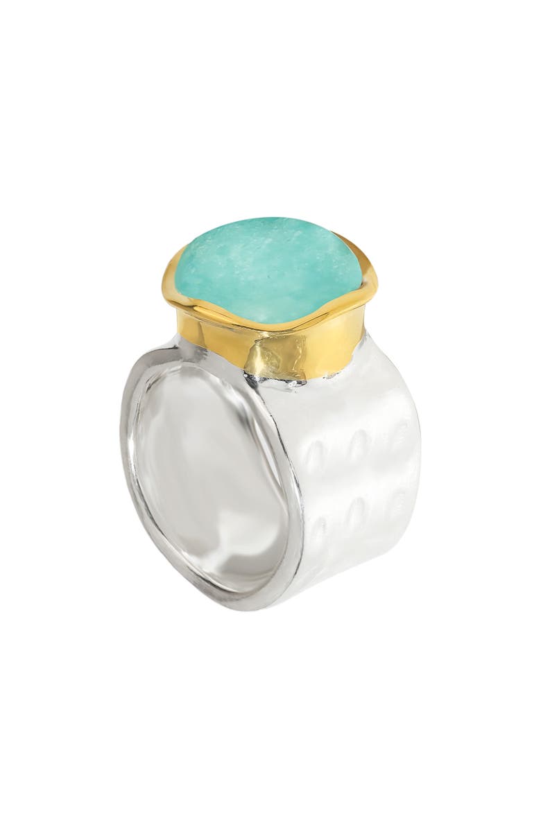 YS GEMS Semiprecious Stone Cabochon Ring, Main, color, Aqua Blue