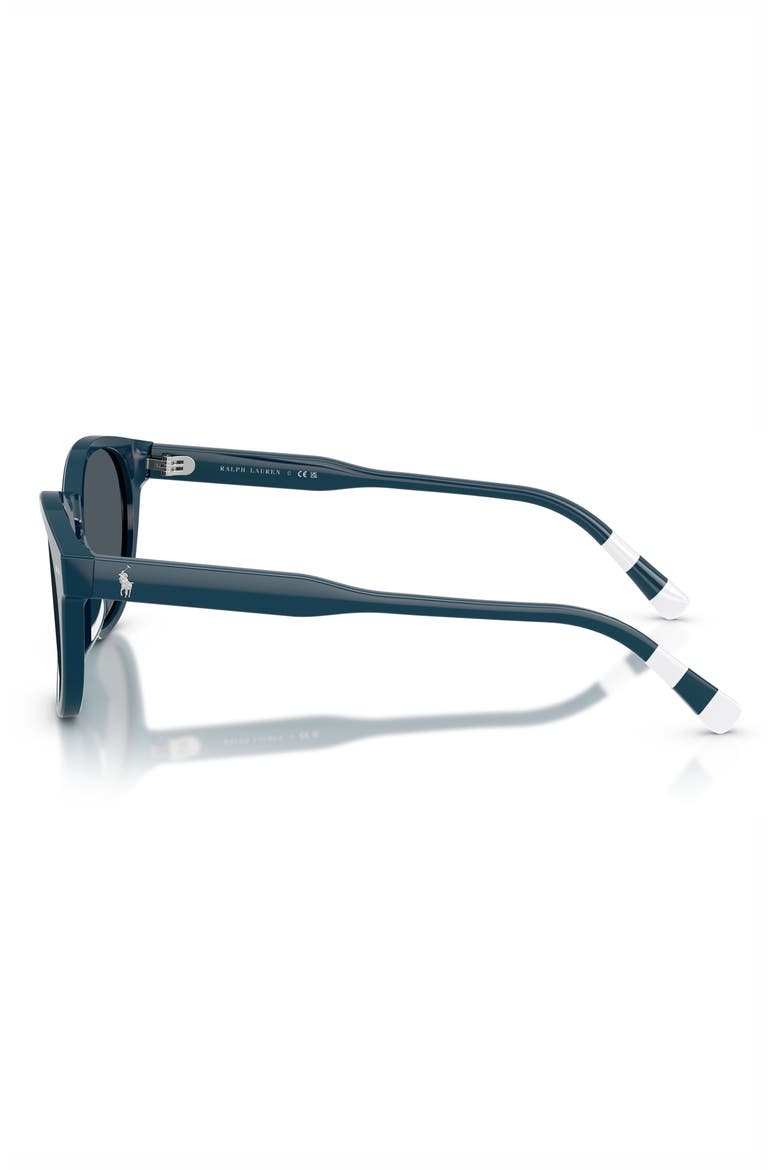 52mm Round Sunglasses, Alternate, color, SHINY BLUE / DARK GREY