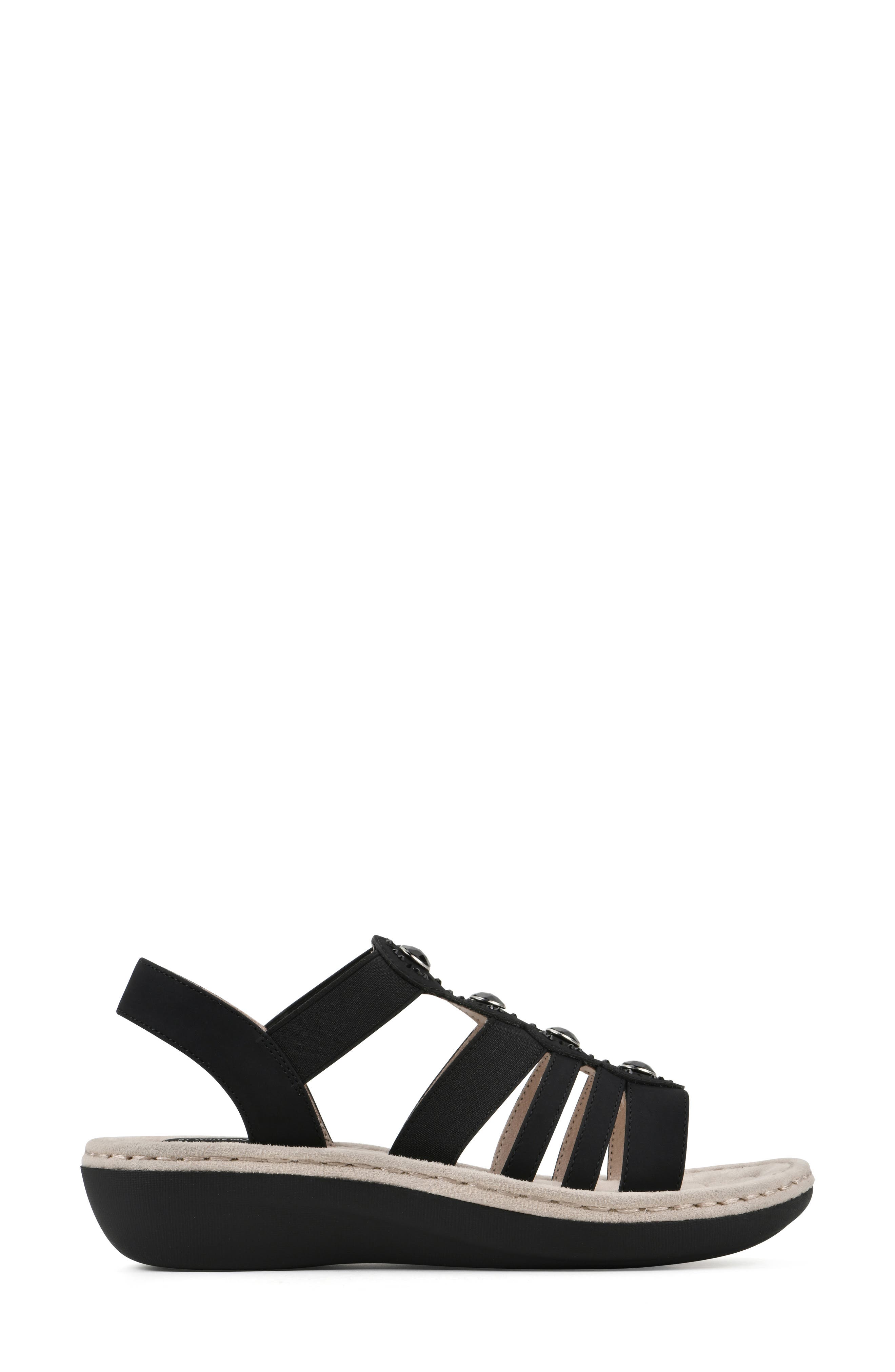CLIFFS BY WHITE MOUNTAIN Camryn Strappy Wedge Sandal, Alternate, color, Black/ Nubuck