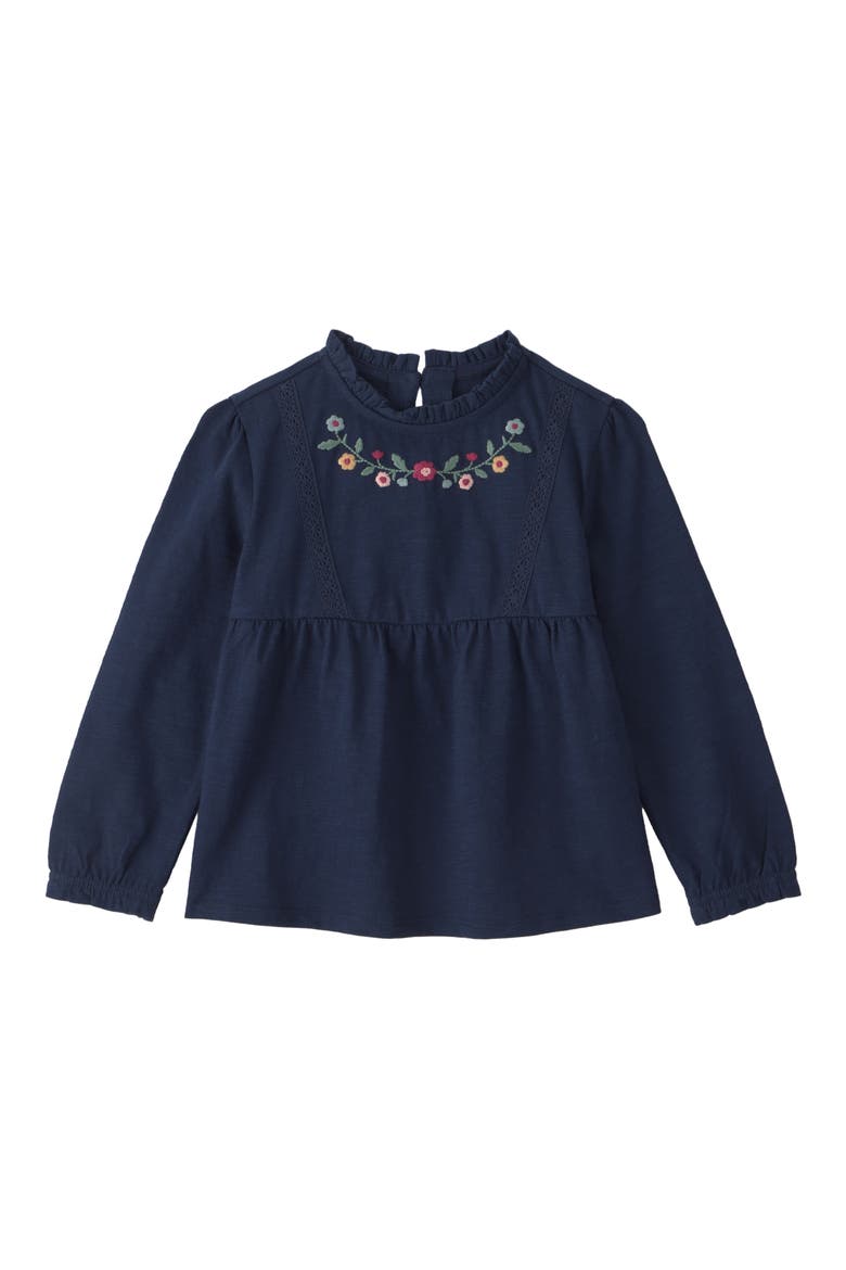 Kids' Embroidered Slub Jersey Top, Main, color, BLUE