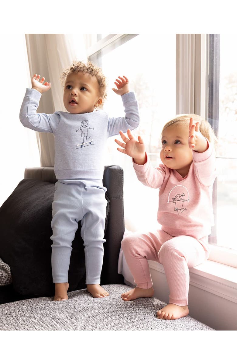 MiniMoi Kid
s Catch Me If You Can, I
m Jumping Cotton Legging Set, Alternate, color, Rose Pink