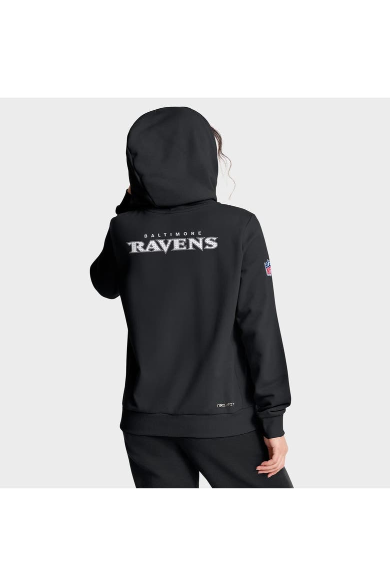 Women's Nike Black Baltimore Ravens Sideline Standard Issue Initial Home Dri-FIT Hoodie, Alternate, color, Black