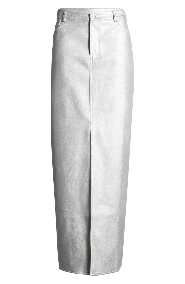 WAYF x Jourdan Sloane Rosie Metallic Faux Leather Skirt, Alternate, color, Silver