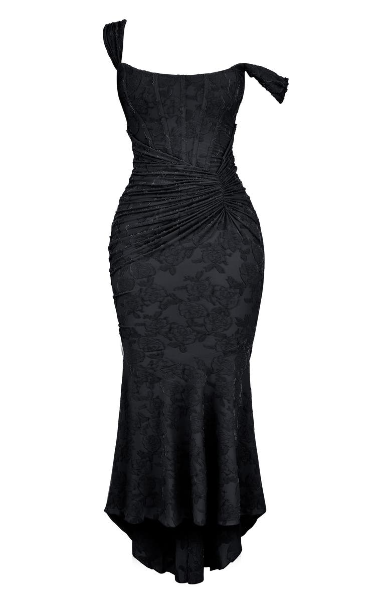 Cesca Floral Ruched High-Low Corset Dress