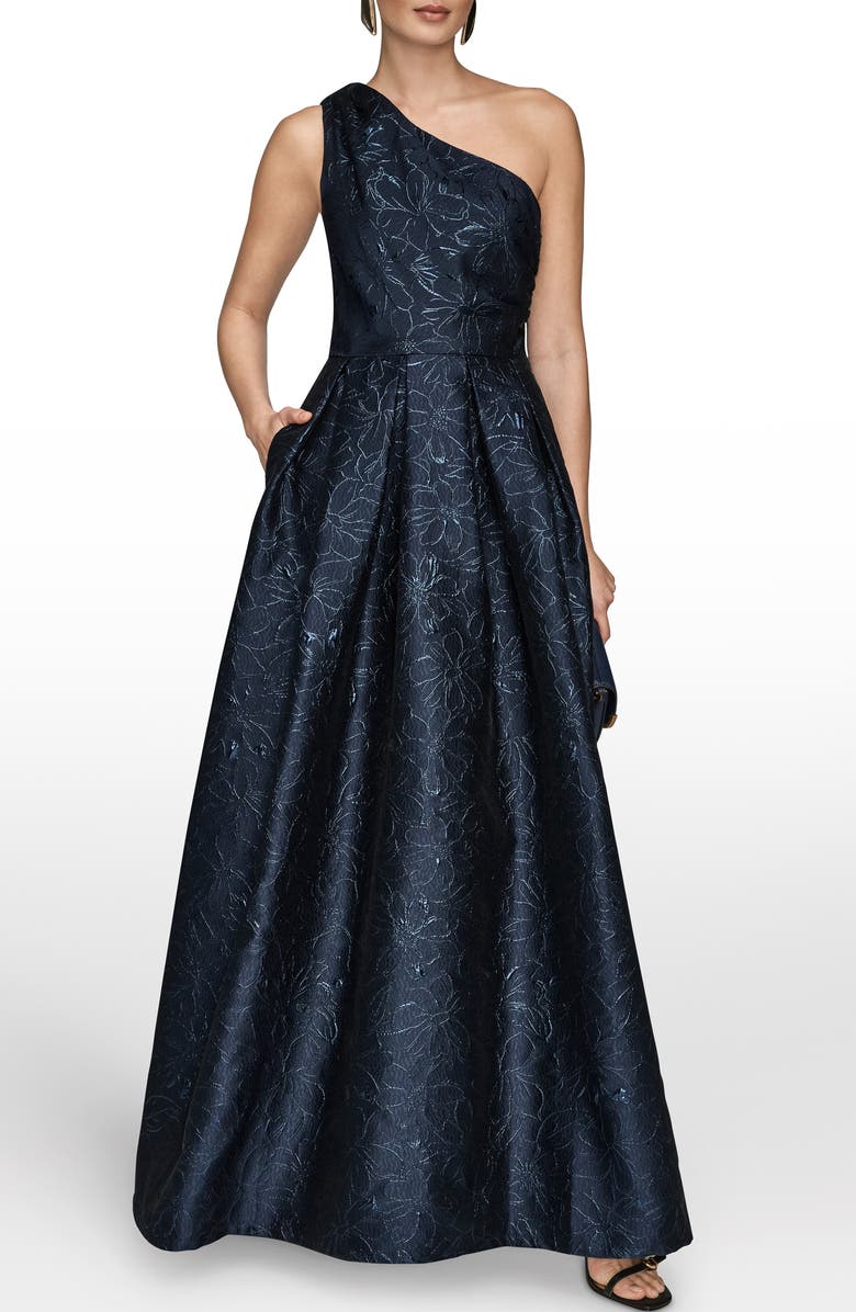 Donna Karan New York Metallic One-Shoulder Gown, Main, color,