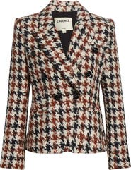L'AGENCE Marie Houndstooth Double Breasted Blazer