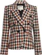 L'AGENCE Marie Houndstooth Double Breasted Blazer