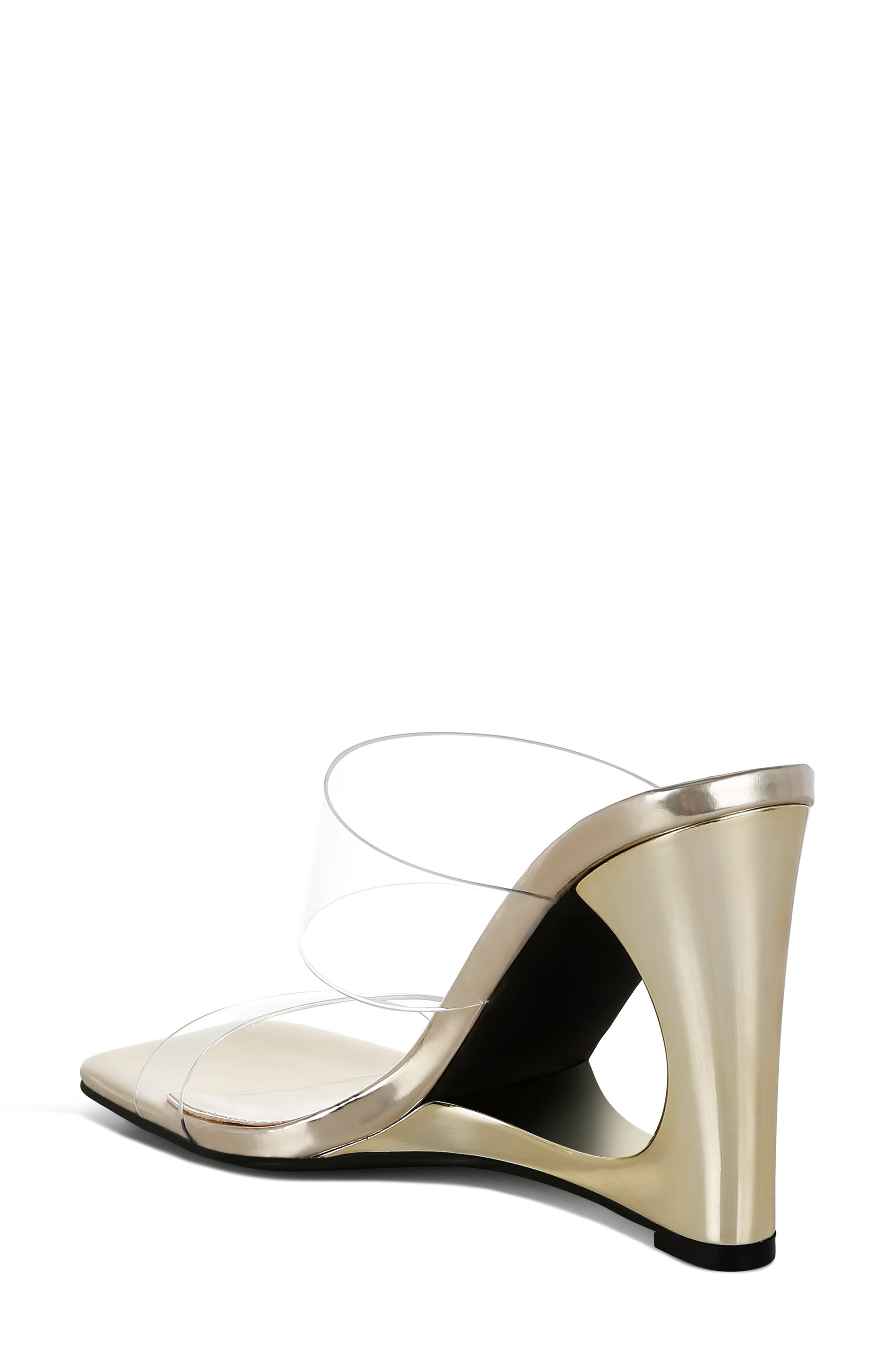Zelene Clear Strap Wedge Sandal, Alternate, color, GOLD