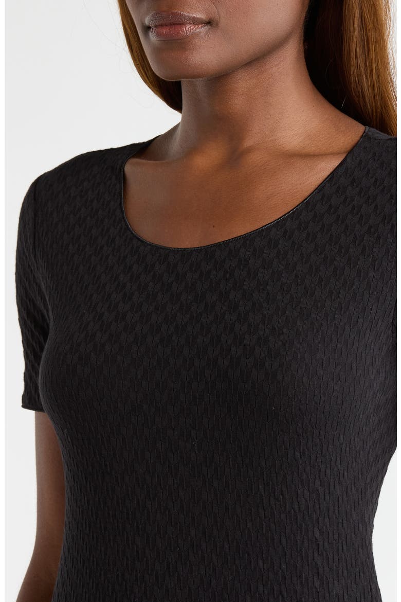 Textured Cotton T-shirt, Alternate, color, SOLID BLACK