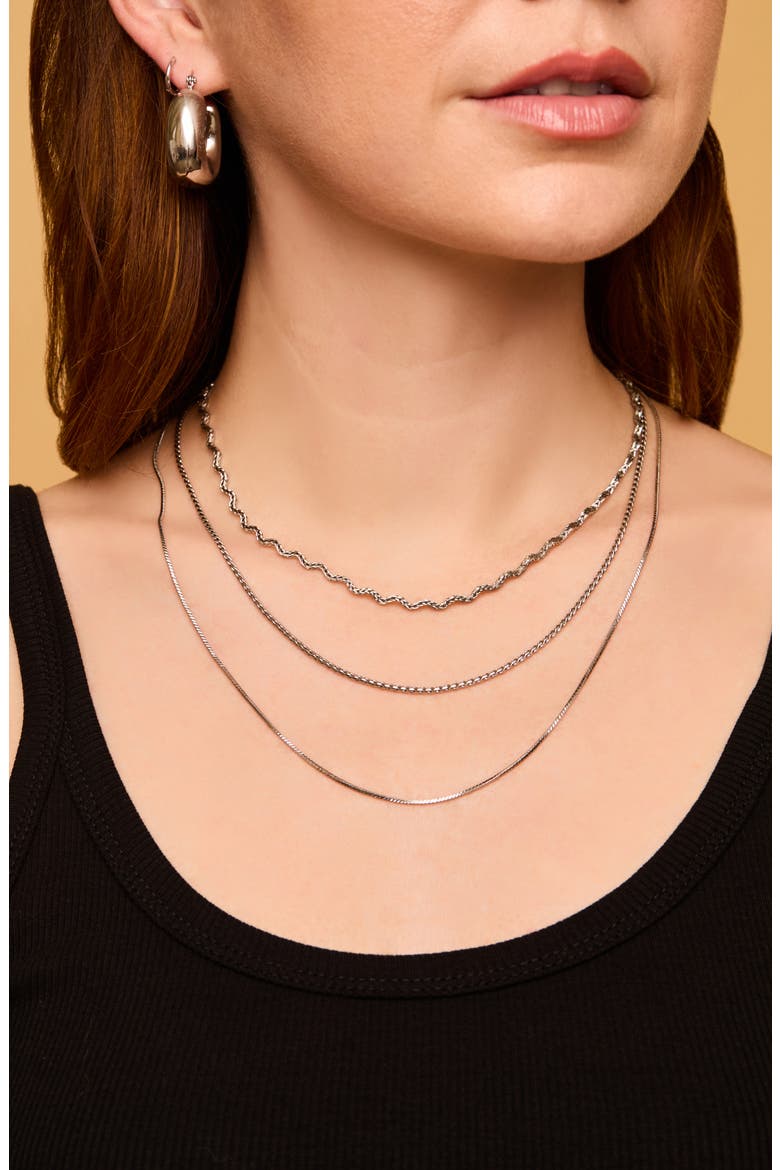 Melvoa Set of 3 Necklaces, Alternate, color, SILVER
