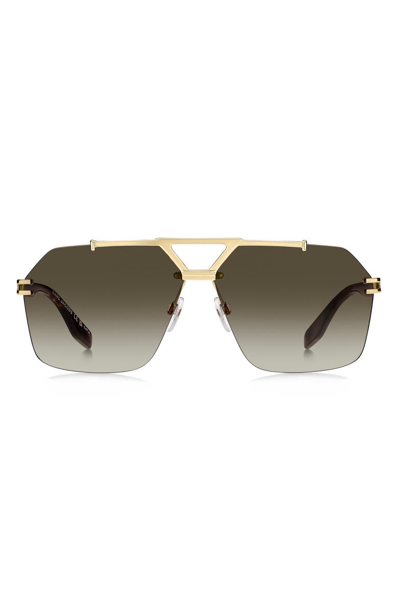 Marc Jacobs 63mm Oversize Gradient Geometric Square Sunglasses, Main, color, Gold Havana