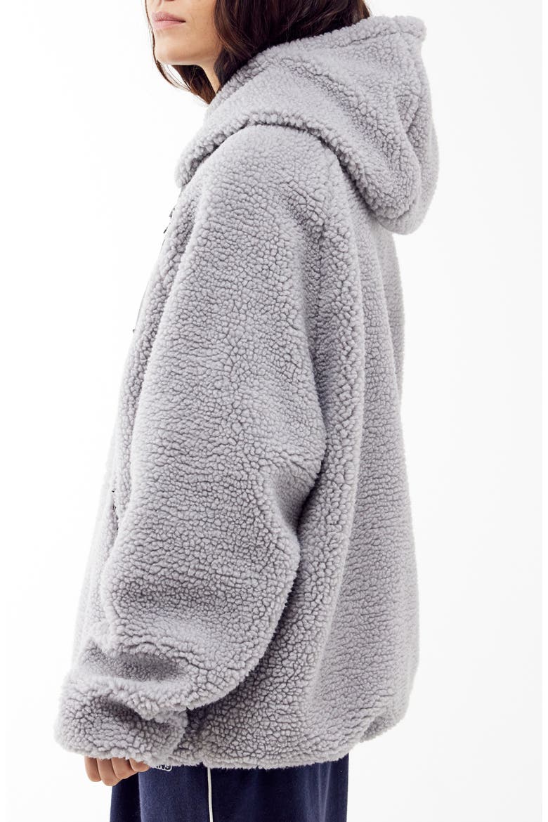 Borg High Pile Fleece Hooded Jacket, Alternate, color, GREY