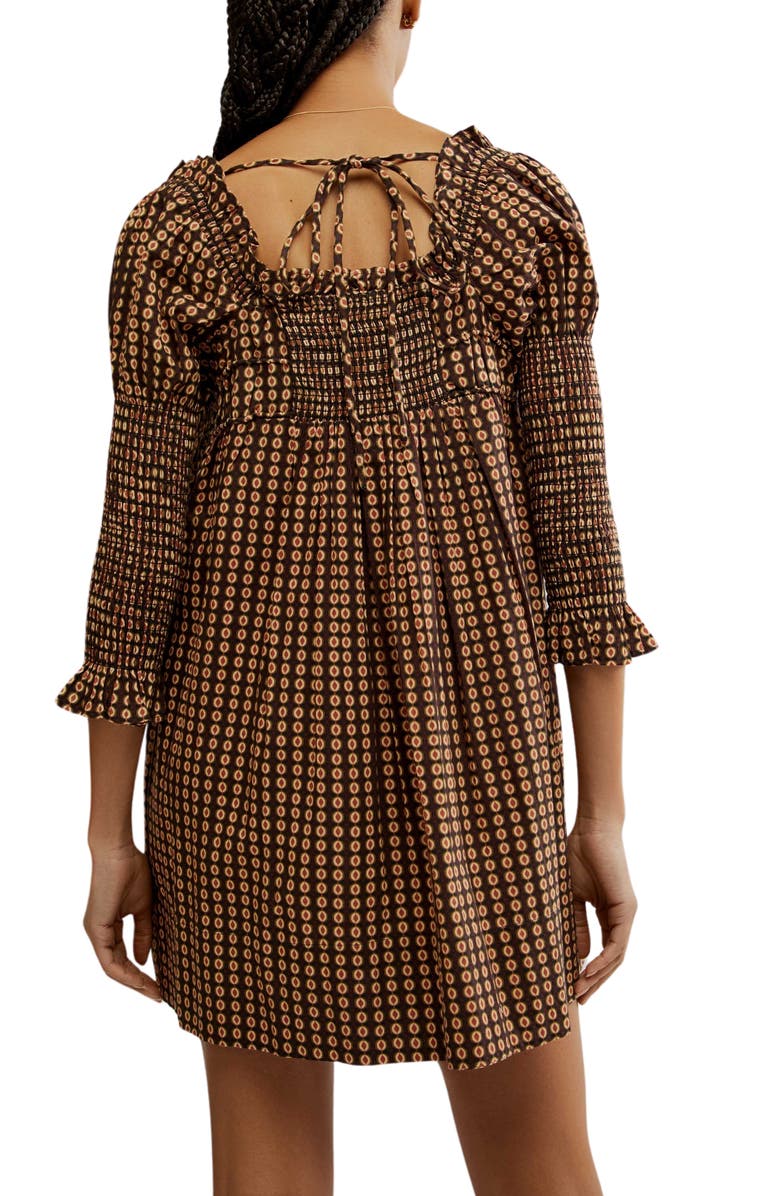 Free People Star Dip Tiered Smocked Button Front Cotton Dress, Alternate, color, Black Combo