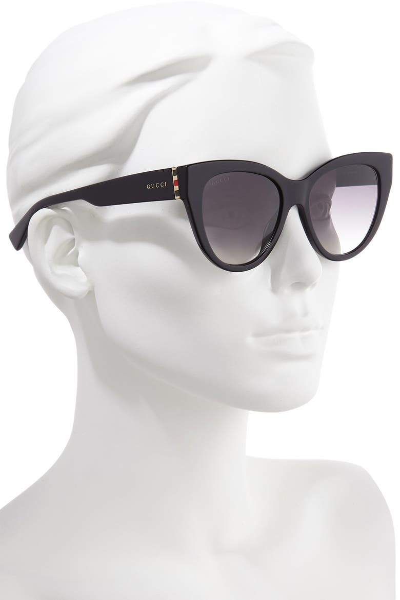 53mm Cat Eye Sunglasses, Alternate, color, BLACK