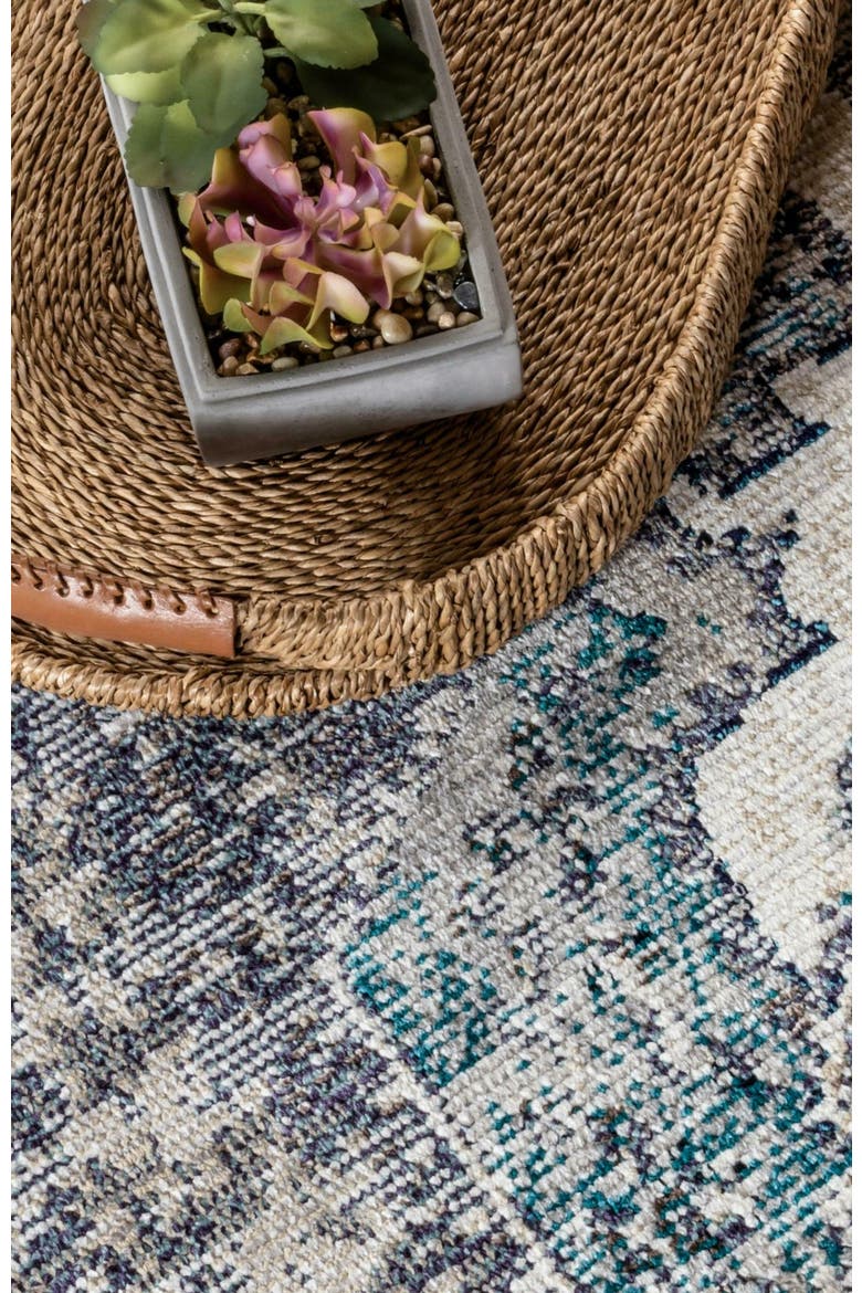 Ankara Vintage Medallion Area Rug, Alternate, color, Gray/Ivory