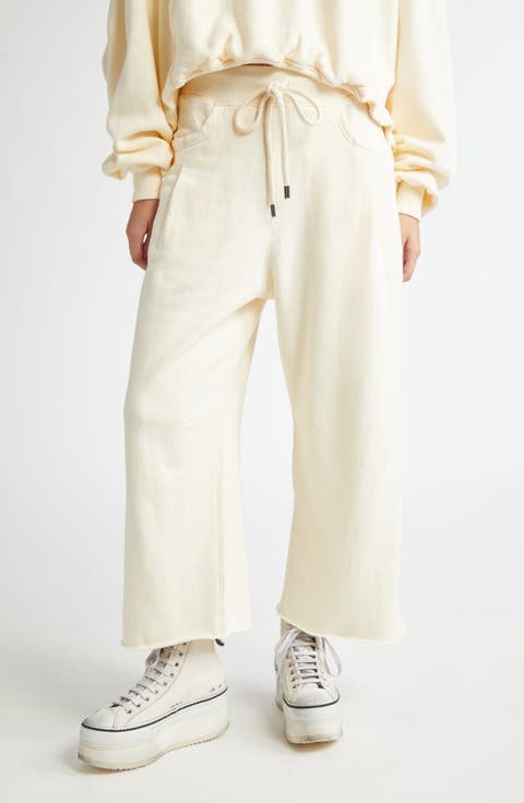 Pleated Crop Cotton Fleece Joggers