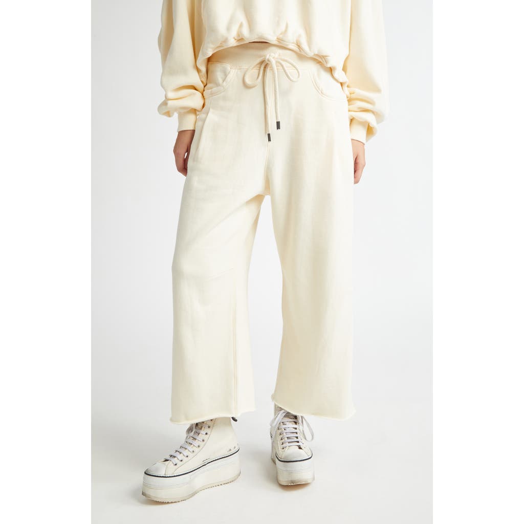 R13 Pleated Crop Cotton Fleece Joggers In Neutral