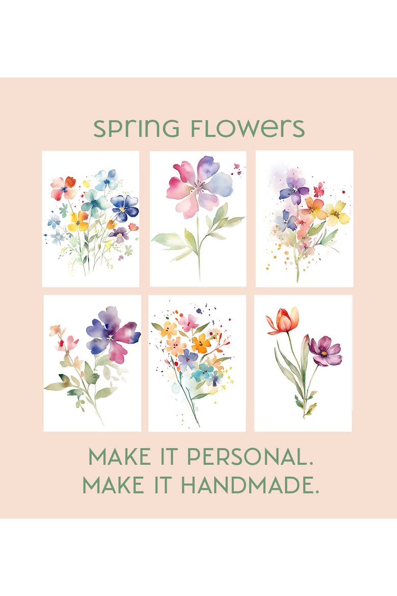 All-in-One Watercolor Art Postcards, Alternate, color, White Floral Watercolor
