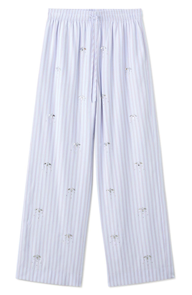 MANGO Crystal Embellished Stripe Drawstring Pants, Main, color, Sky Blue