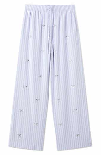 Crystal Embellished Stripe Drawstring Pants