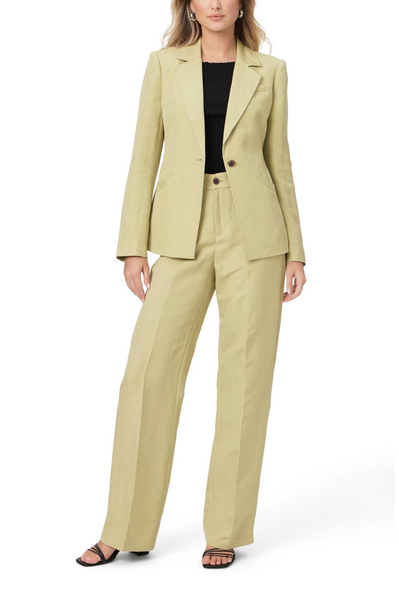 Genova Tie Waist Linen Blend Blazer, Alternate, color, PALEOLIVE