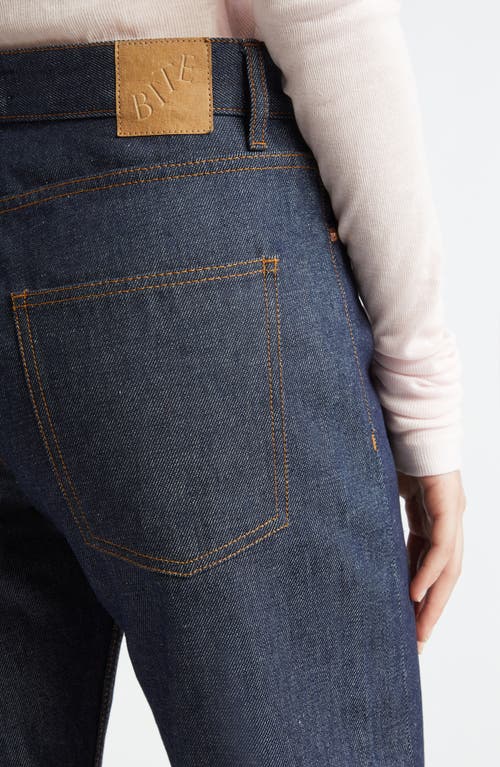 Shop Bite Studios Curved Organic Cotton Straight Leg Jeans In Dark Blue