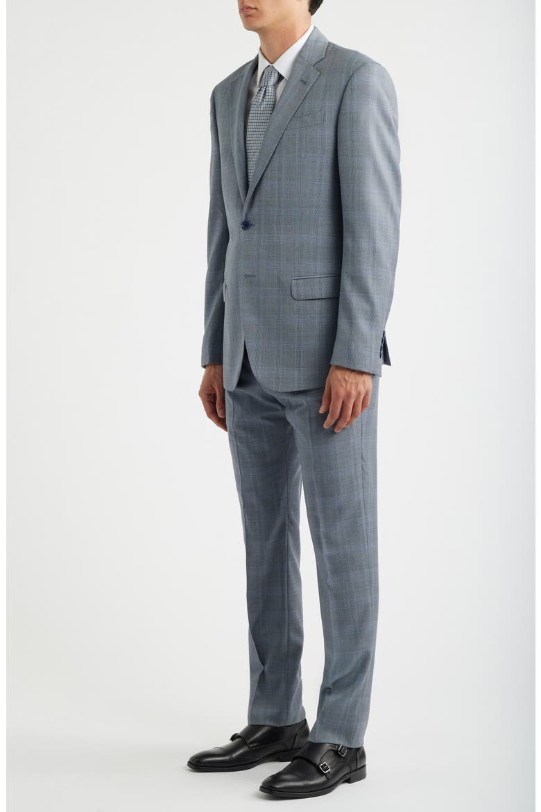 Light Grey Check Virgin Wool Suit, Alternate, color, SOLID DARK GREY
