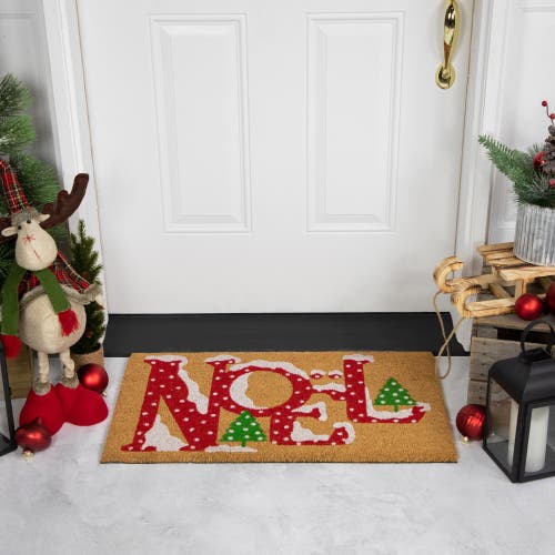 Northlight Noel Natural Coir Indoor Rectangular Doormat In Brown