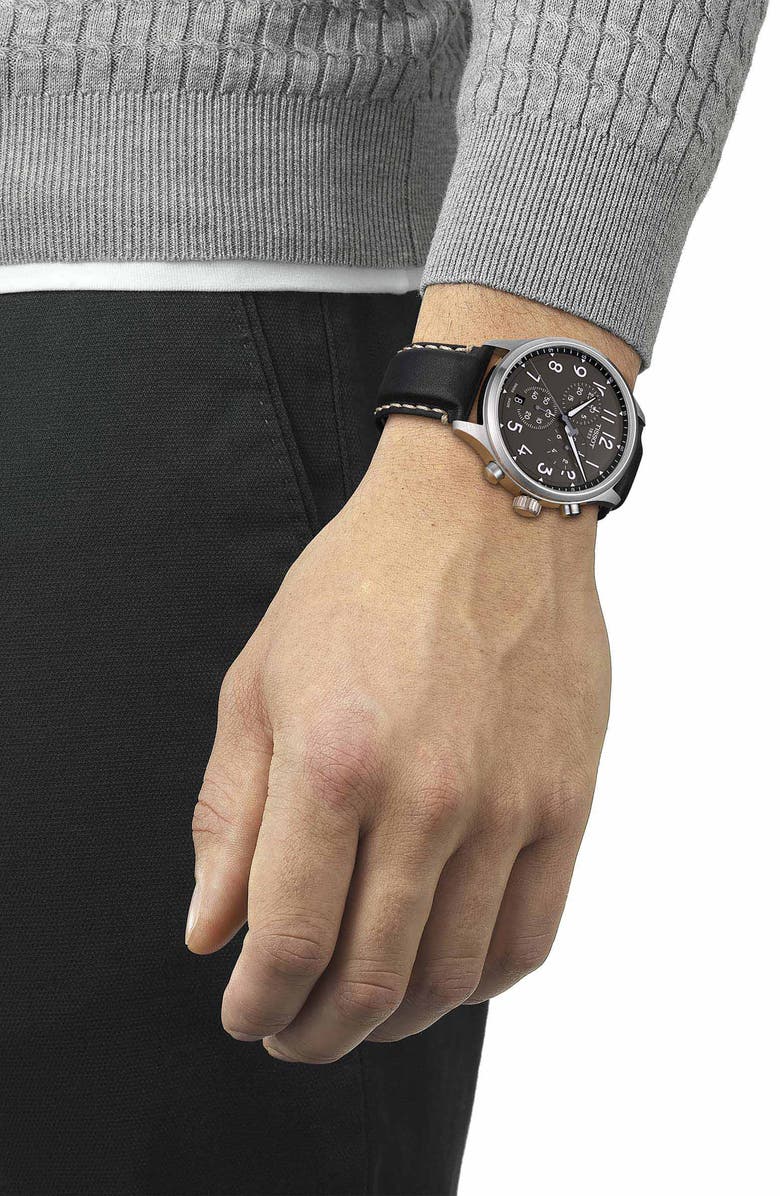 Tissot Chrono XL Chronograph Leather Strap Watch, 45mm, Alternate, color, 