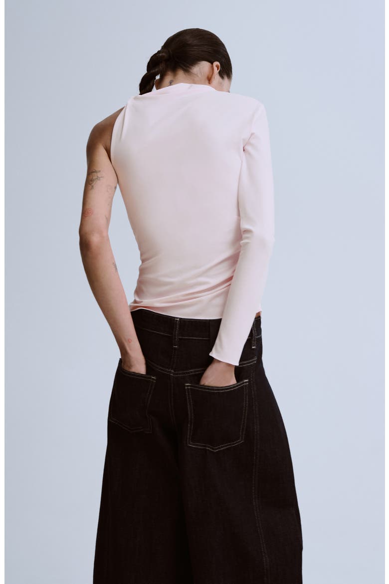 One-Shoulder Turtleneck Top, Alternate, color, PALE PINK