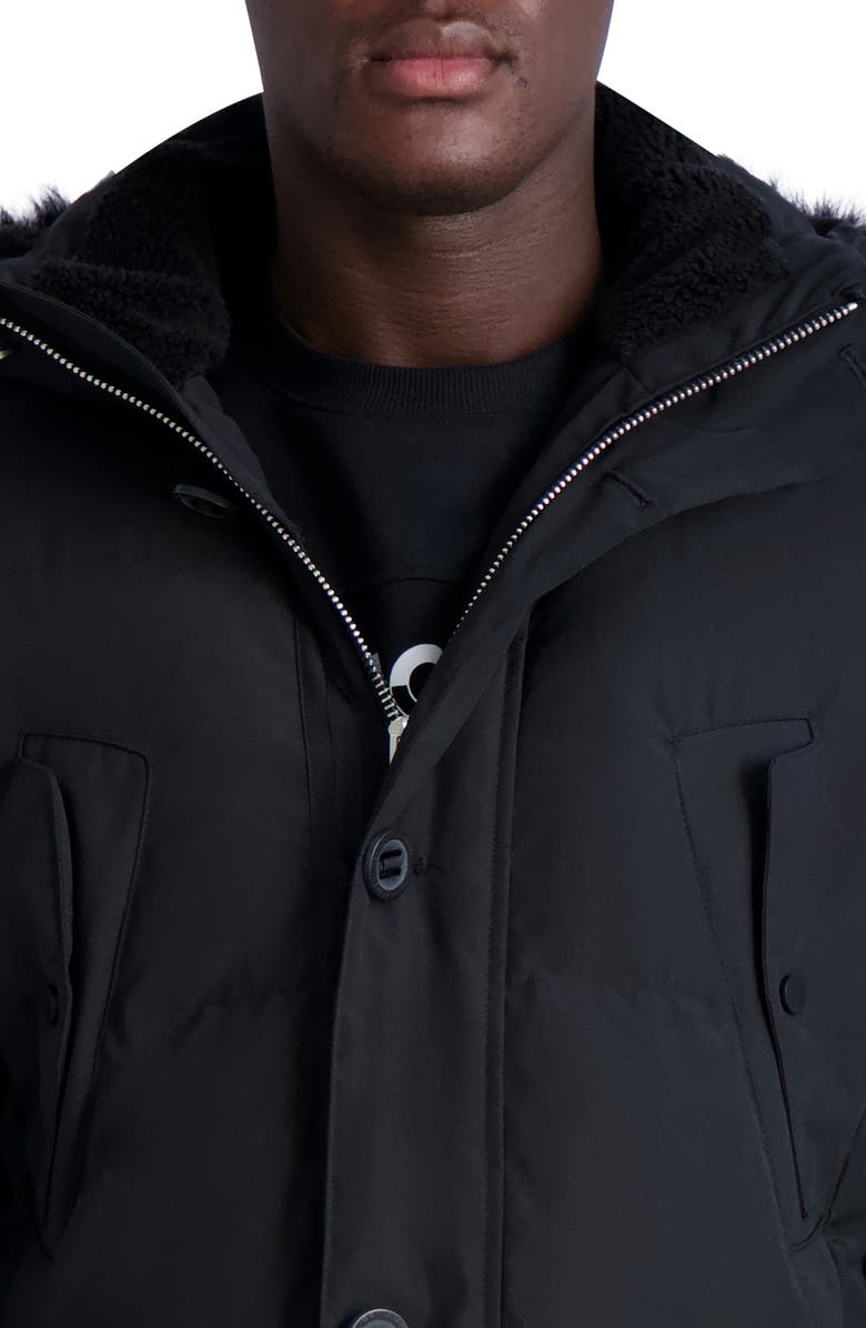 KARL LAGERFELD PARIS Faux Fur Trim Parka, Alternate, color, Black
