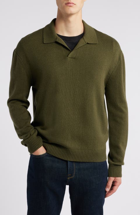 Wool & Silk Johnny Collar Sweater