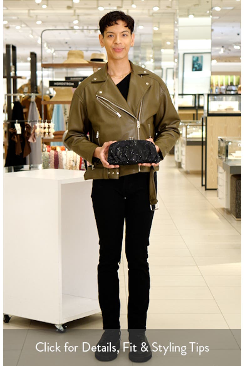 Aria Gathered Satin Frame Clutch video