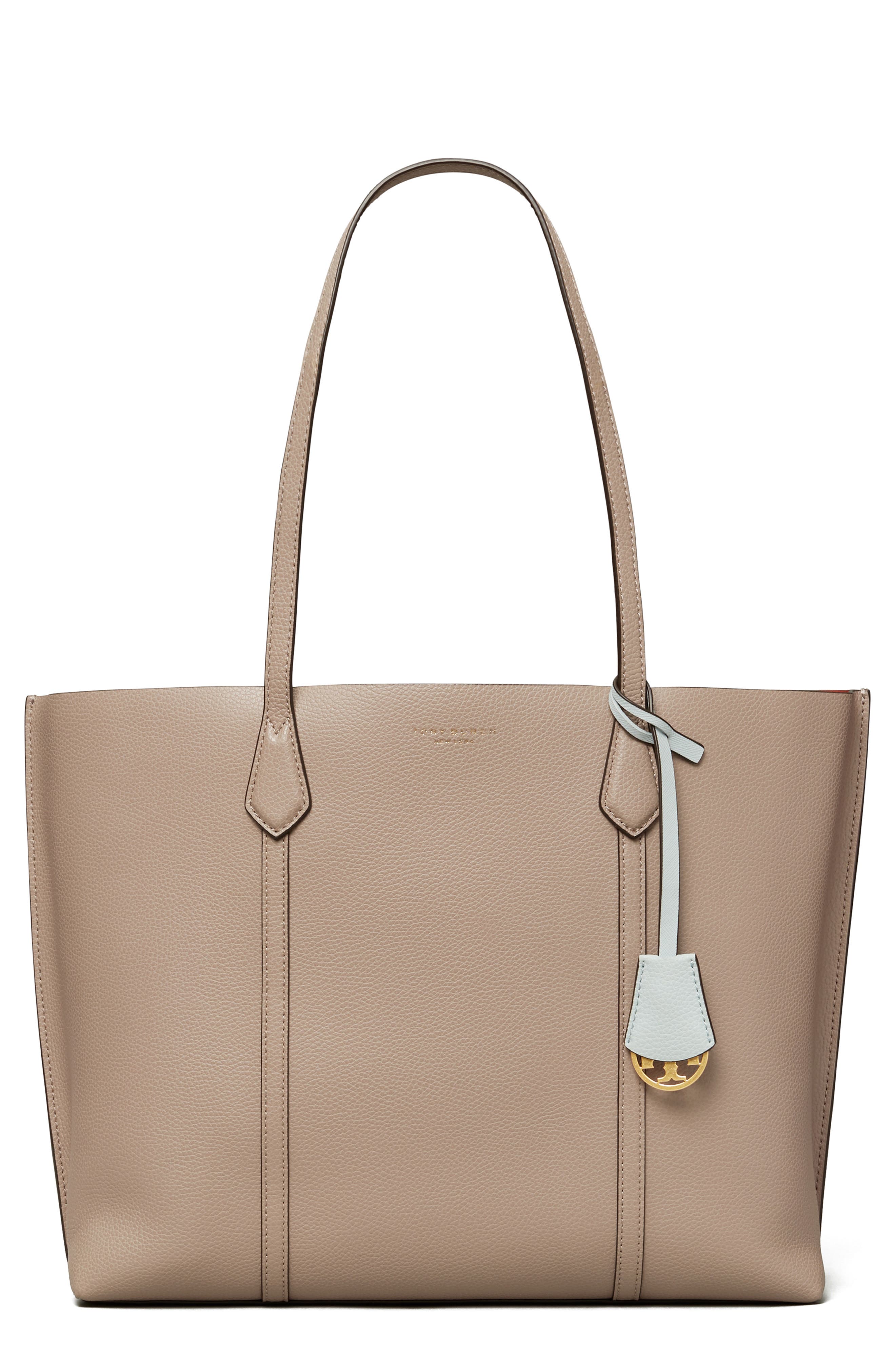 Perry Leather Tote, Main, color, GRAY HERON