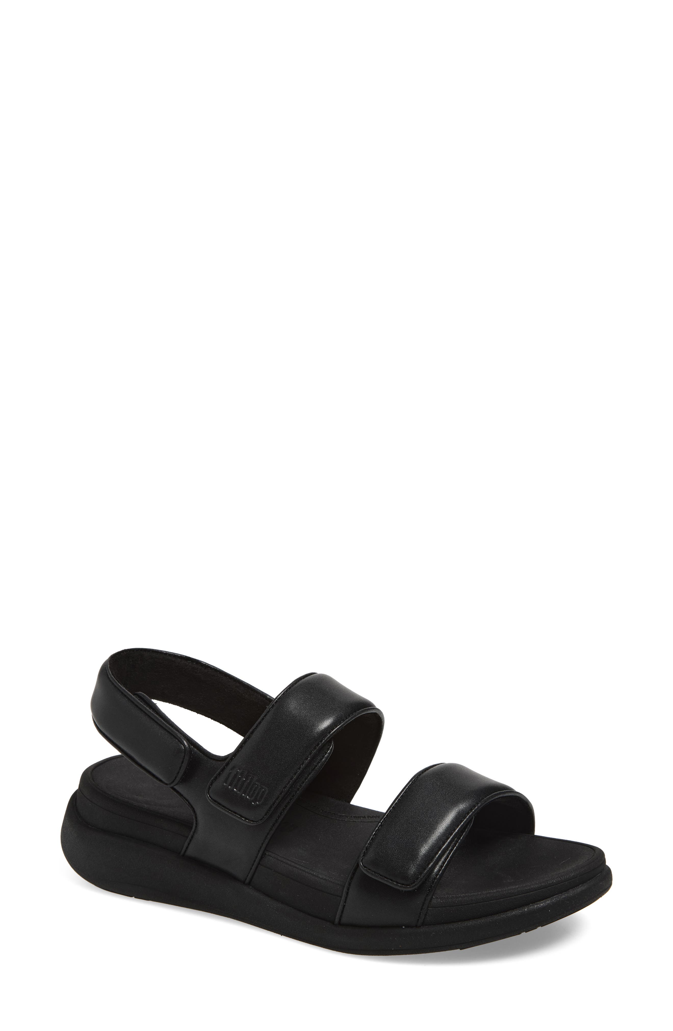 FitFlop F-Mode Go Adjustable Platform Flip Flop, Main, color, All Black