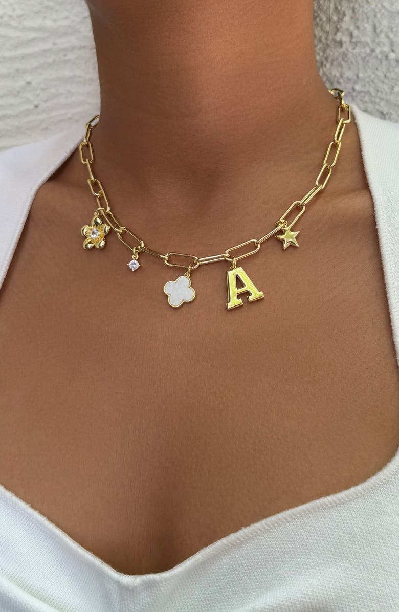Adornia Initial Charm Pendant Necklace, Alternate, color, Gold-A