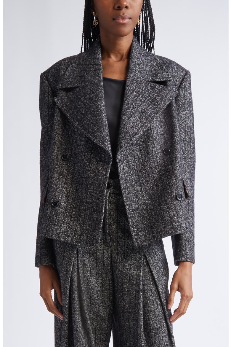 Stripe Double Breasted Wool Blend Crop Jacket, Main, color, S8051 RIGATO