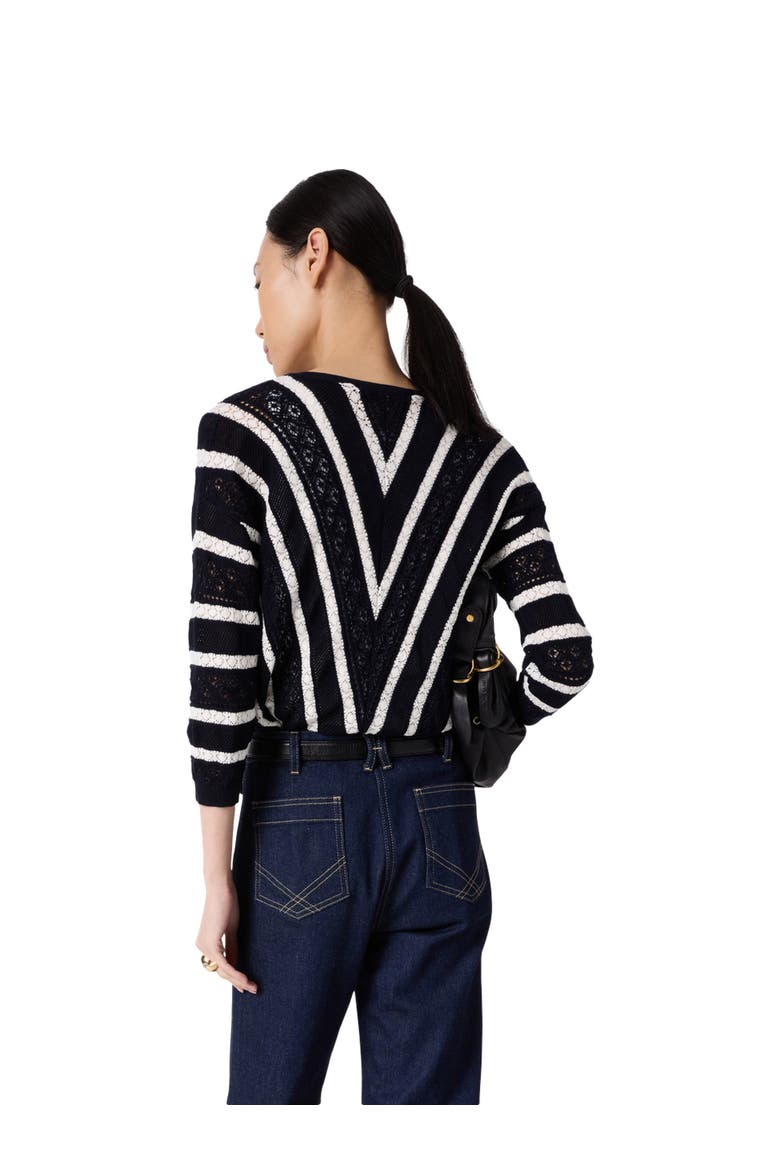 Loretta V-Neck Long Sleeve Knitted Top, Alternate, color, Navy Blue