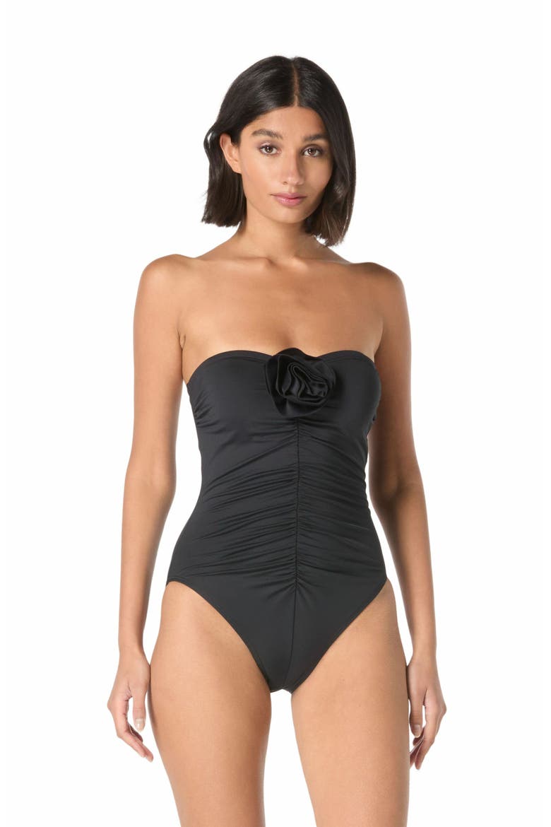 Bandeau One Piece Swimsuit, Main, color, Black