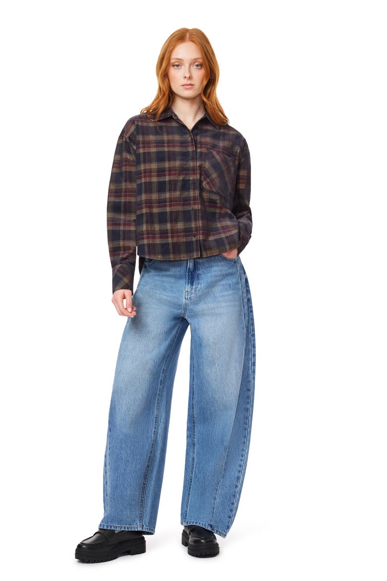 Plaid Cropped Cotton Shirt, Alternate, color, MULTI PLAID