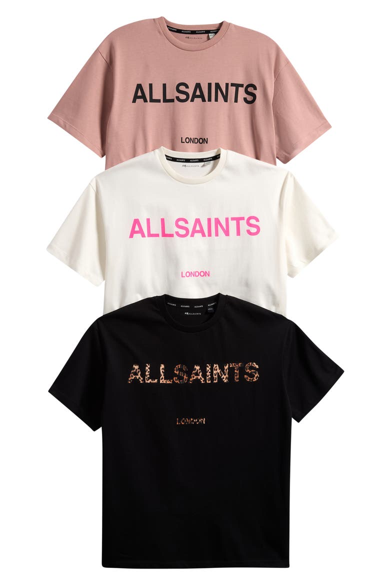 Kids' Assorted 3-Pack Cotton Graphic T-Shirts, Main, color, BLACK/ PINK