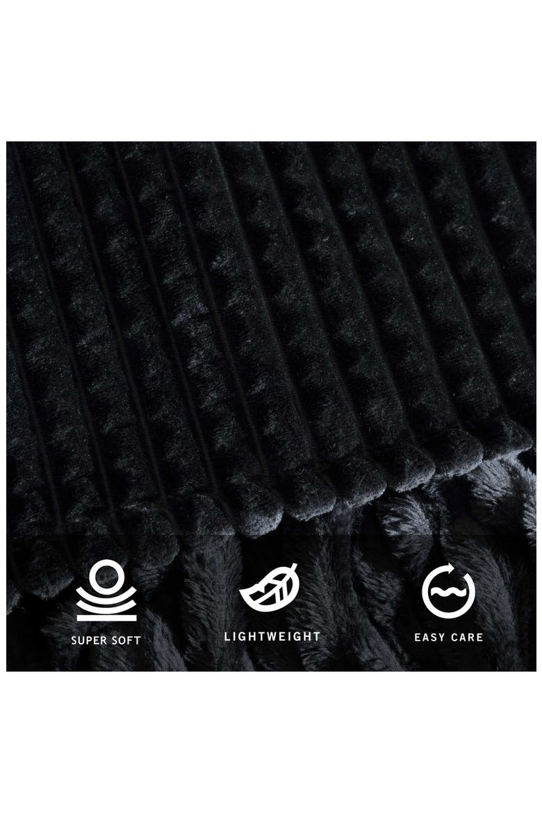 Solid Textured Plush Throw, Alternate, color, BLACK
